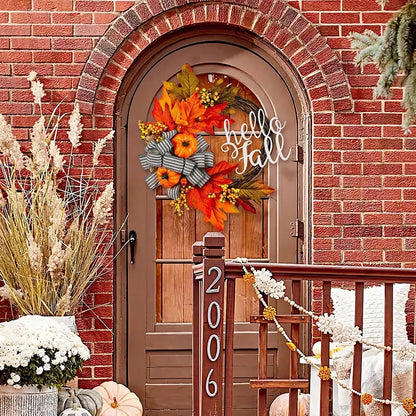 40cm Maple Leaf Pumpkin Wreath Front Door Autumn Wreath for Thanksgiving Harvest Party Decor Letter Sign / United States