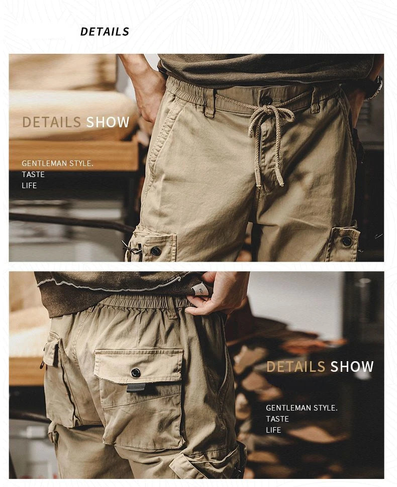 Mens Cargo Pants Multi Pocket Khaki Trousers