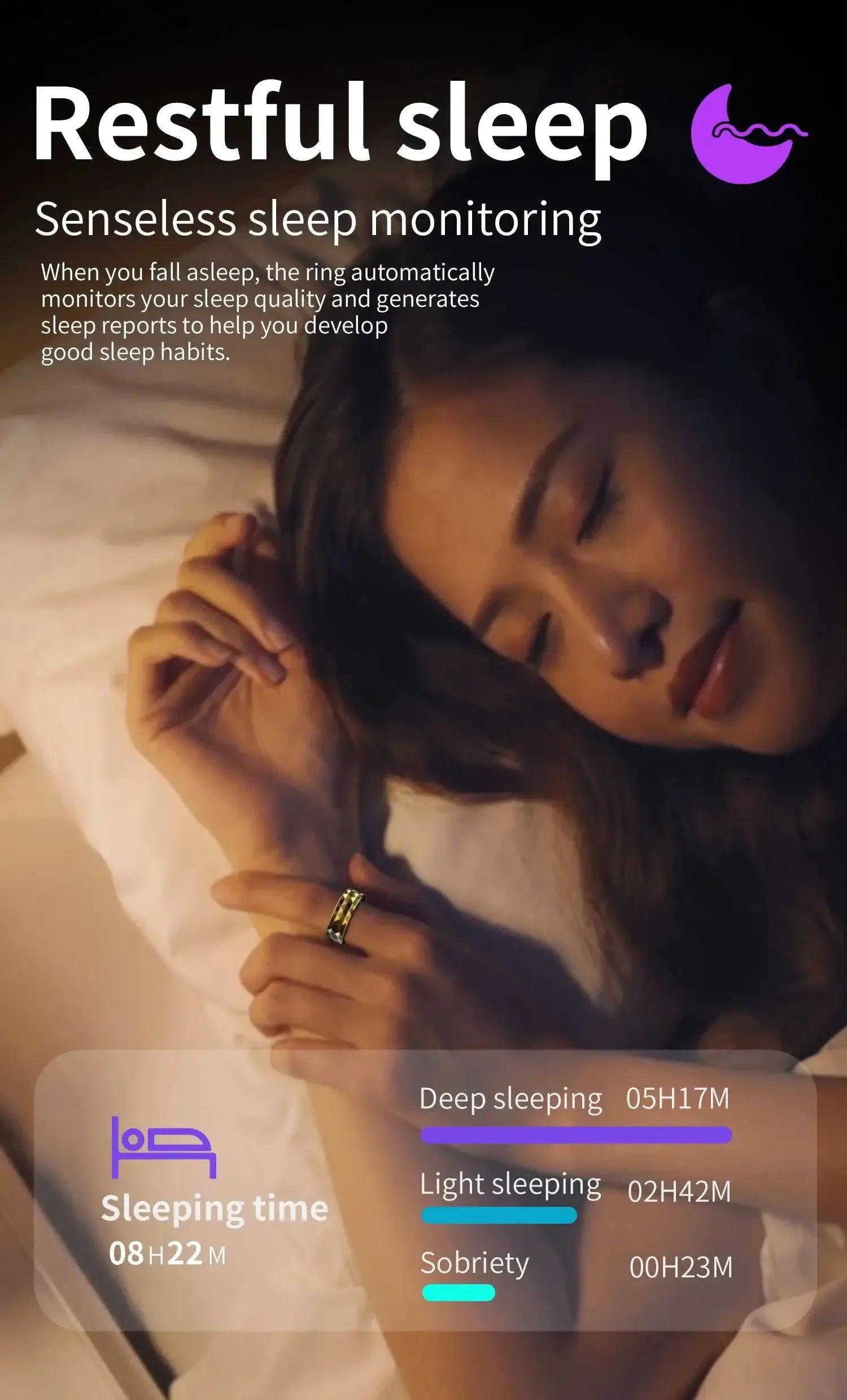 Bluetooth Smart Ring with Health Tracking Gold 18