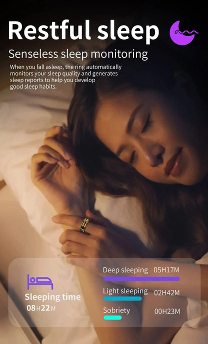 Bluetooth Smart Ring with Health Tracking Gold 18