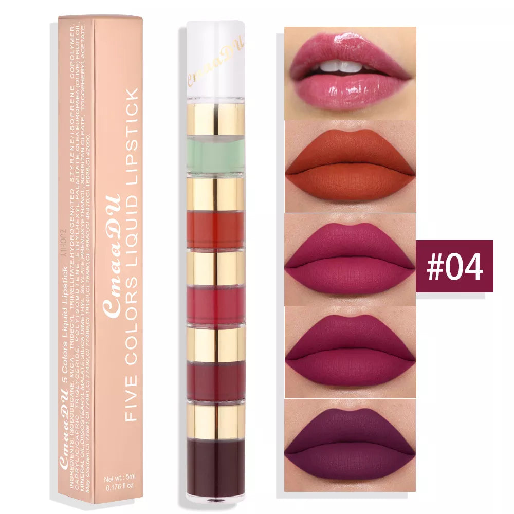 5 In 1 Matte Lipstick Kit Combo Strip