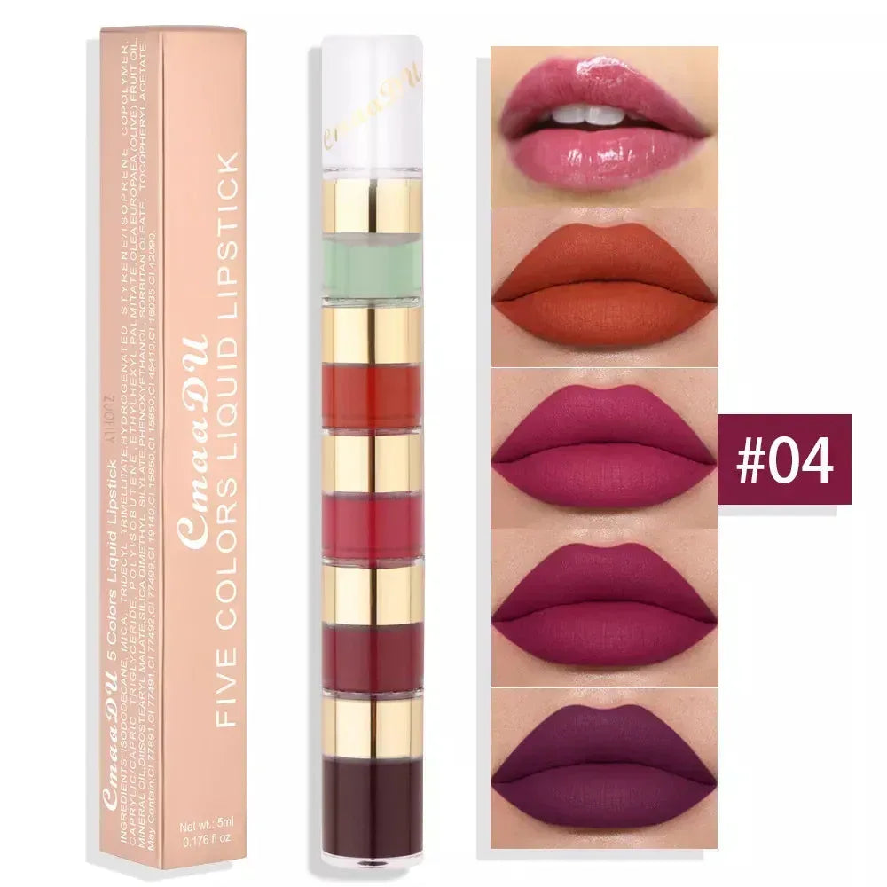 5 In 1 Matte Lipstick Kit Combo Strip 01