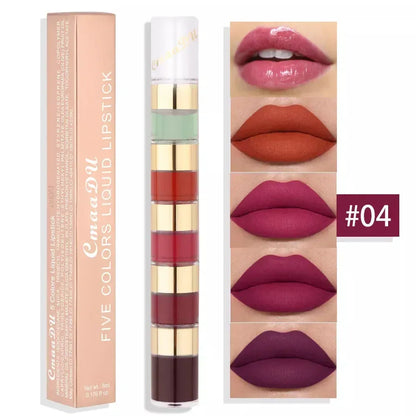 5 In 1 Matte Lipstick Kit Combo Strip 01