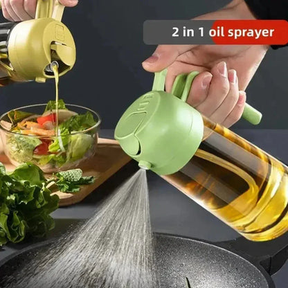 Dual Function Oil Spray and Pour Bottle Green