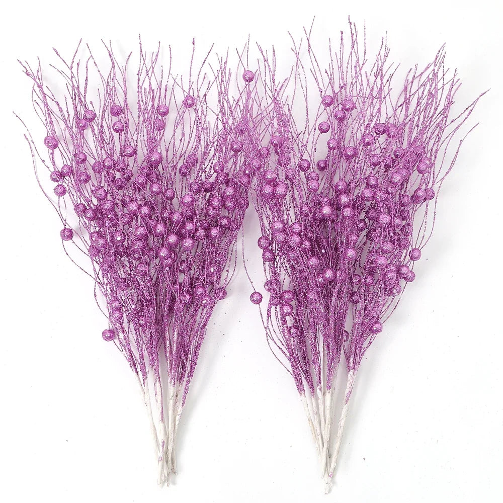 Glitter Foam Berry Christmas Bouquet – 5Pcs Festive Holiday Floral Decor