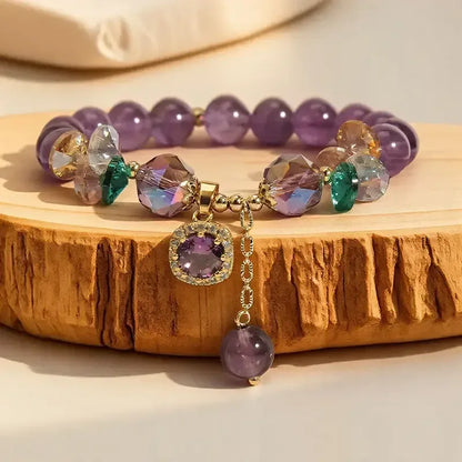 Natural Purple Crystal Bead Bracelet – Healing Stone Jewelry United States / Purple / 17cm