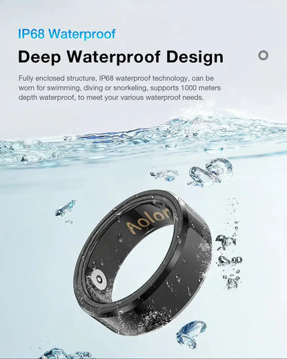 Aolon Gen3 Smart Ring Men Women Military Grade Titanium Steel Shell Waterproof Multi-sport Modes black / United States / 8