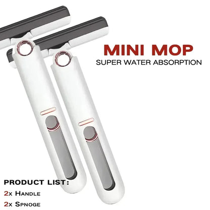 Folding Mini Mop with Self-squeezing 2 Handle 2 Head