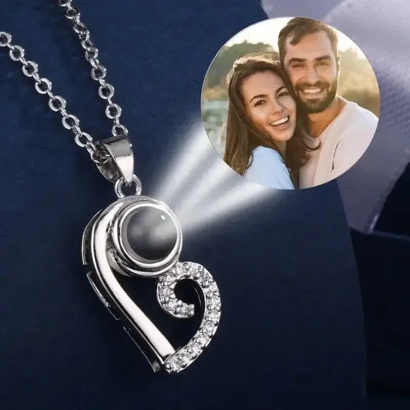 Heart Necklace Photo Personalized Picture Pendant Couple Men / s925 material / United States|45cm