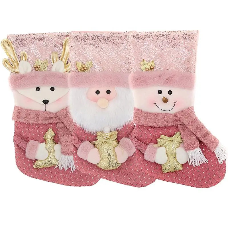 Pink Sequin Christmas Stockings