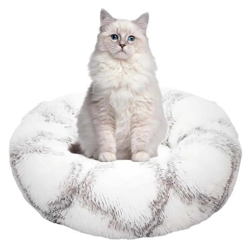 Round Dog Bed House Dog Mat Long Plush Cats Nest USB Heating Dog Basket Pet Cushion Soft Sleeping Pets Winter Warmth Supplies