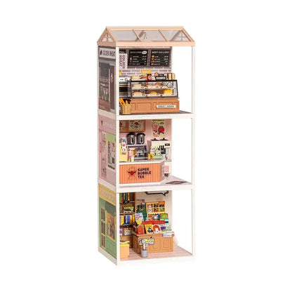 Robotime Rolife Super Creator Miniature Building Kit – Bookstore, Bakery & Bubble Tea Shop 3 in 1 / United States