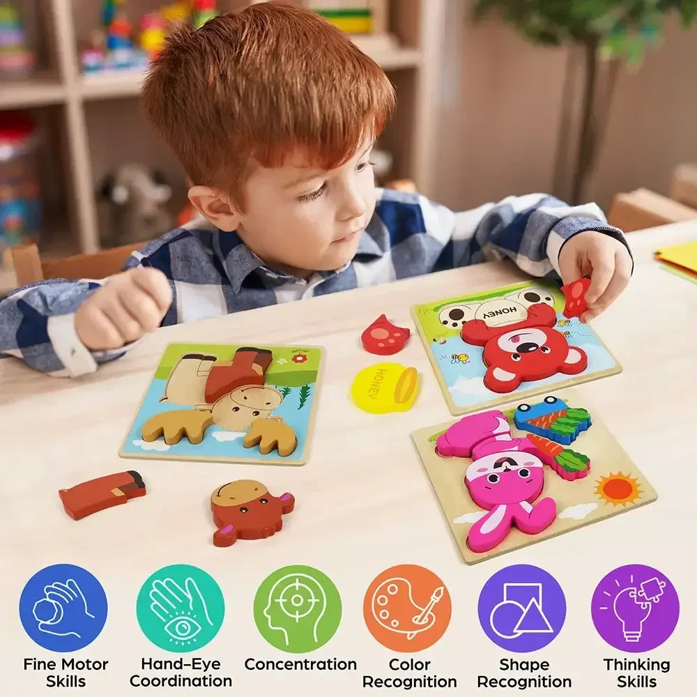 8-Pack Animal Wooden Puzzle Set for Toddlers United States