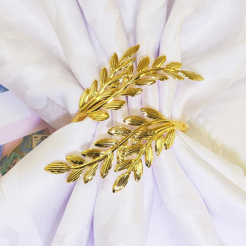 6Pcs Gold Wheat Napkin Rings Metal Leaf Napkin Holder For Harvest Festival Fall Christmas Thanksgiving Dinner Table Decoration