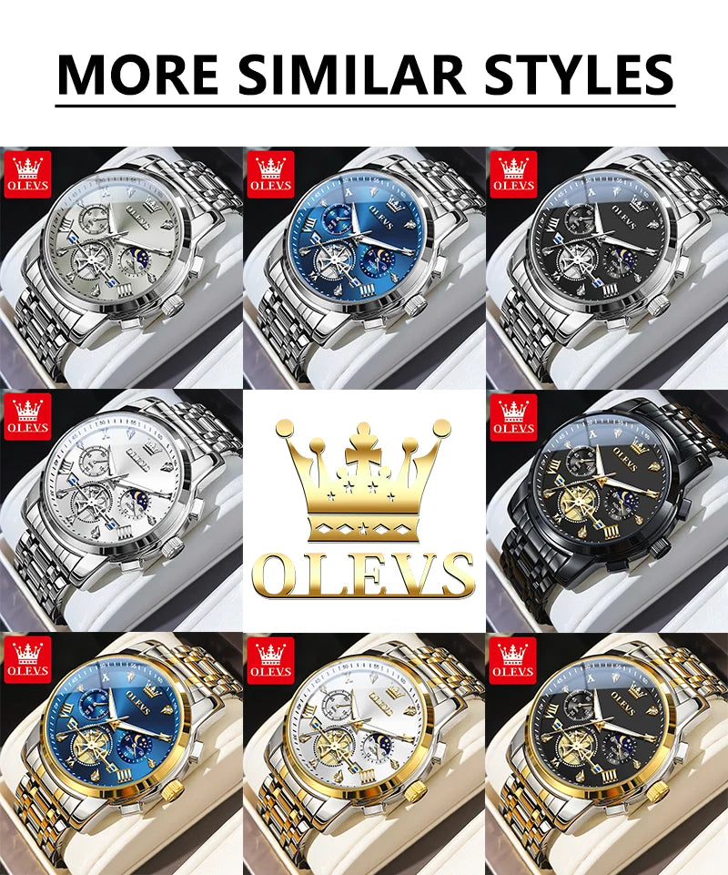 OLEVS Top Brand Men's Watches Classic Roman Scale Dial Luxury