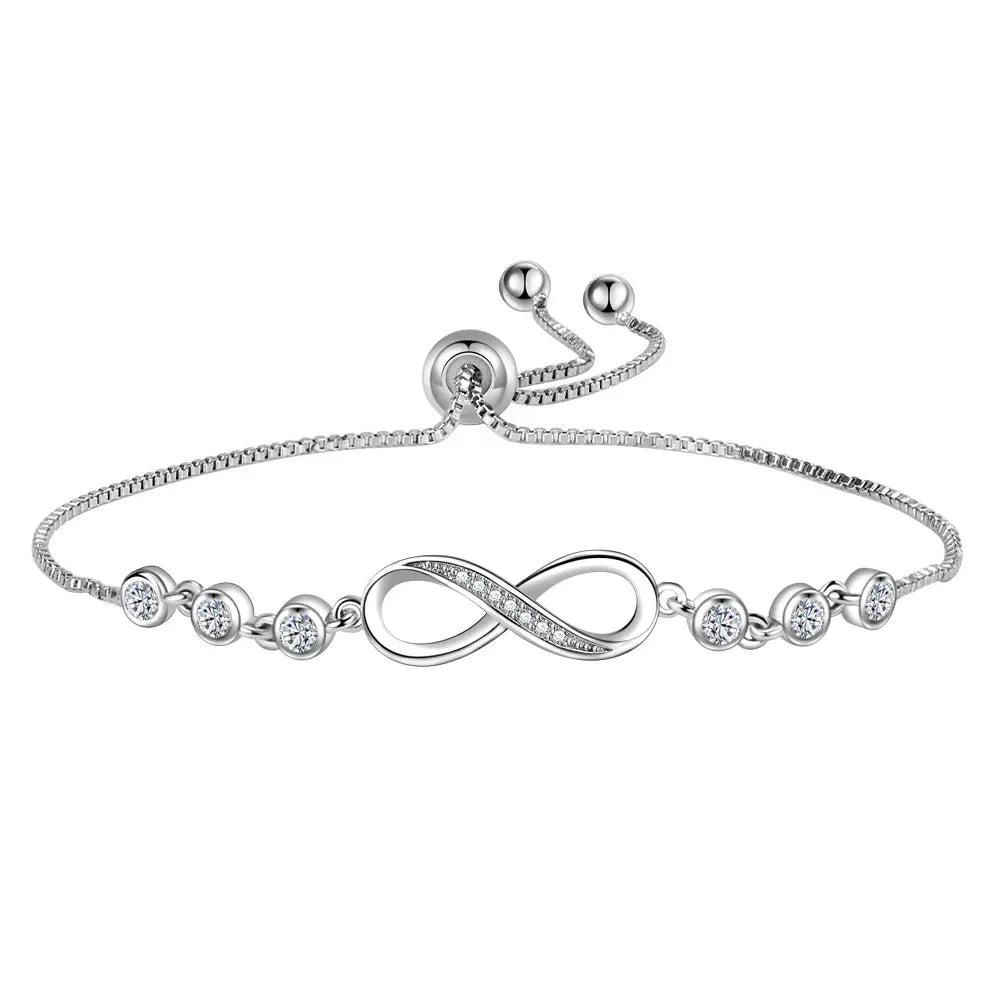 Infinite Inlaid Round Cubic Zircon Bracelet silver