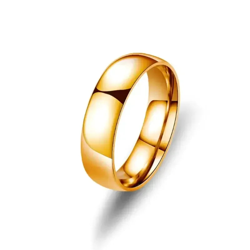 Classic 6mm Titanium Ring Hypoallergenic High Polish Unisex Wedding Band Rose Gold / 7