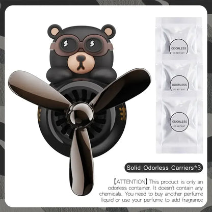 Pilot Bear Car Air Freshener with Rotating Propeller Unscent Bear Star