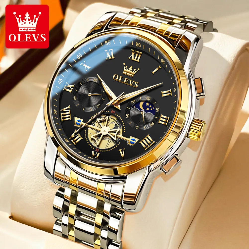 OLEVS Top Brand Men's Watches Classic Roman Scale Dial Luxury