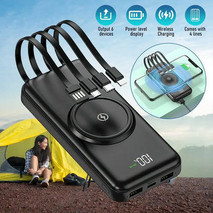 20000mAh Wireless Power Bank Fast Charging 20000mah / United States / black