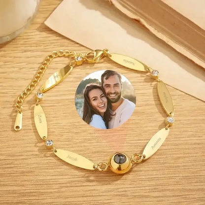 Personalized Engraved Family Name Stainless Steel Bracelet Silver Color / 18cm / 4 Names