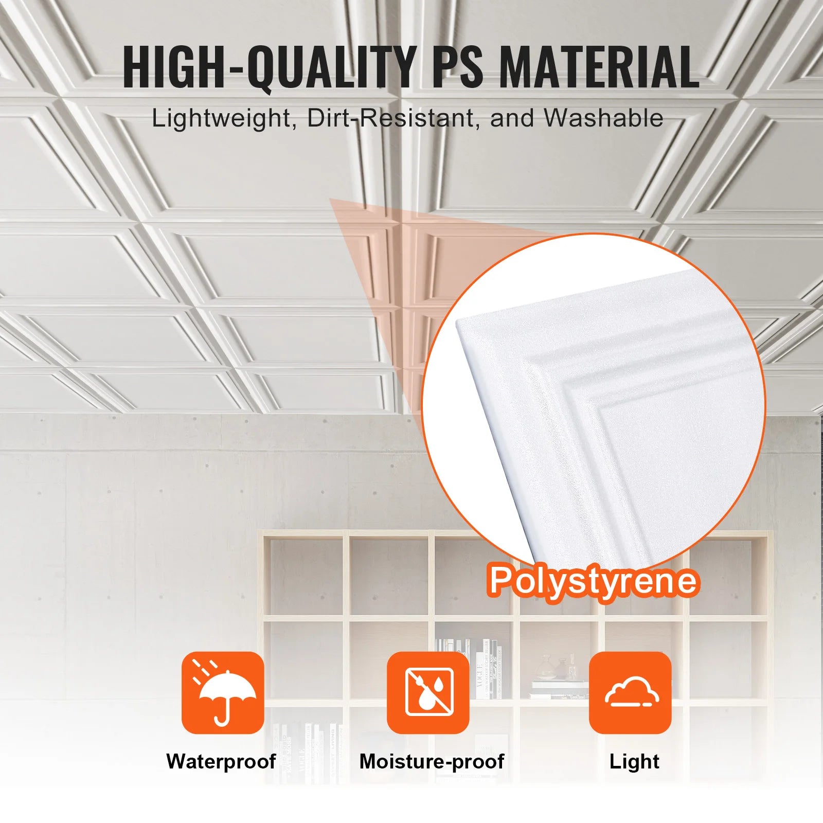 Premium 3D Polystyrene Ceiling Tiles (20"x20", 16pcs)