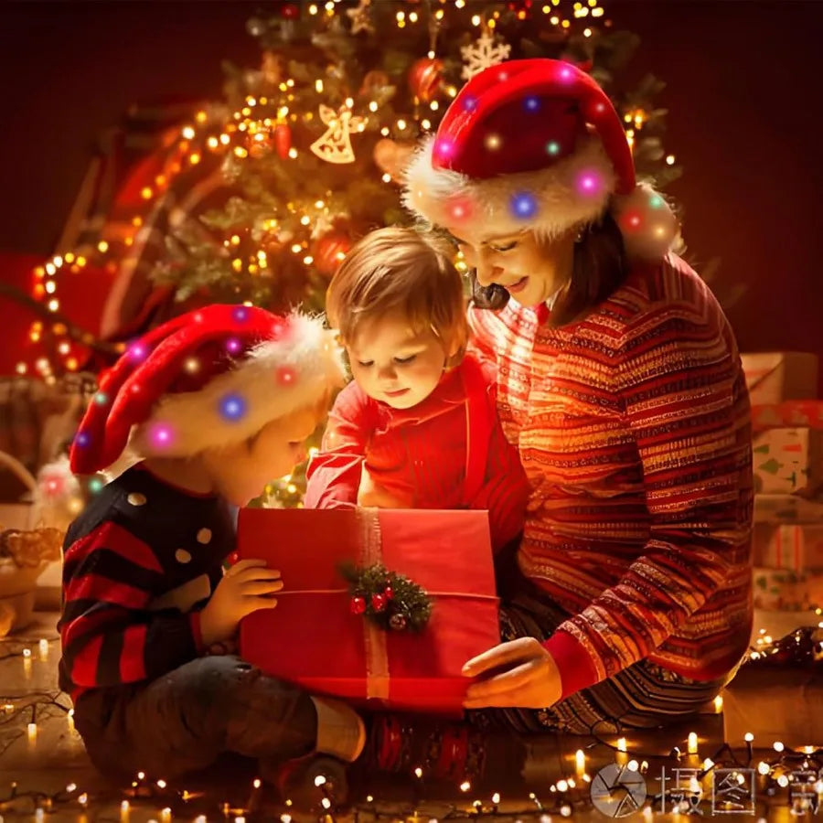 Light Up Christmas Santa Hat – Red Velvet LED Holiday Hat for Adults, Women & Men