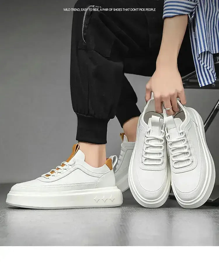 Men Thick Sole Shoes white brown / 39