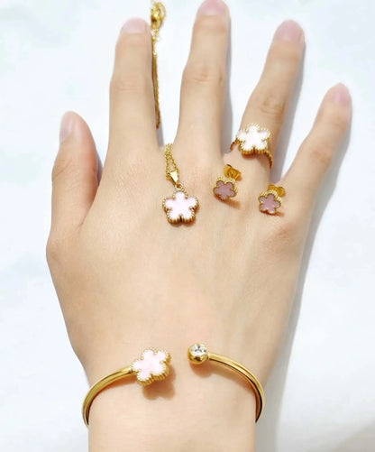 Stainless Steel Clover Jewelry Set GRAY / United States