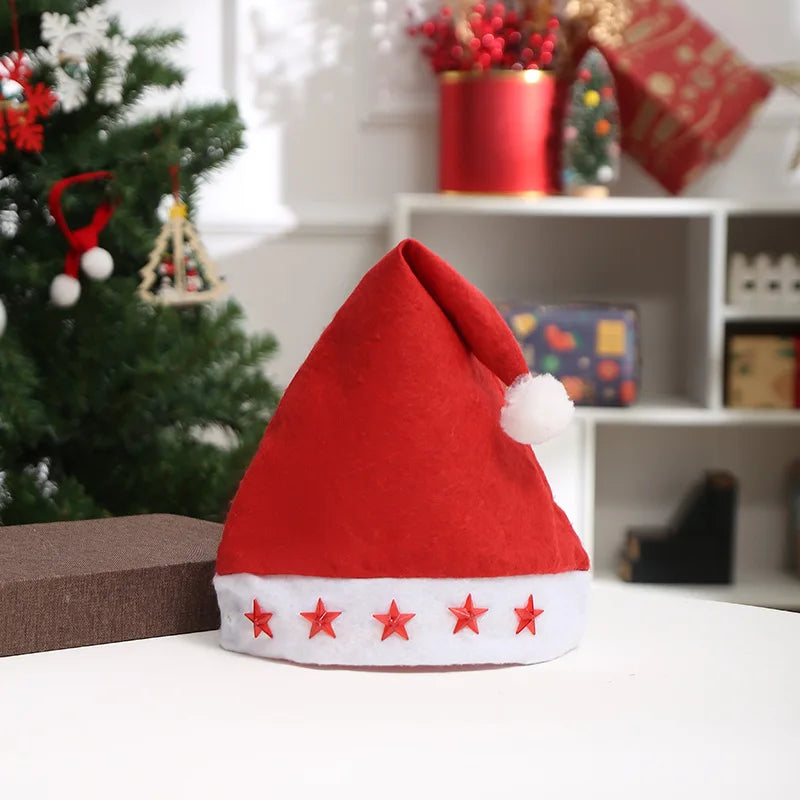 Funny Light-Up Christmas Santa Hat – Red Nonwoven Holiday Hat for Adults & Kids