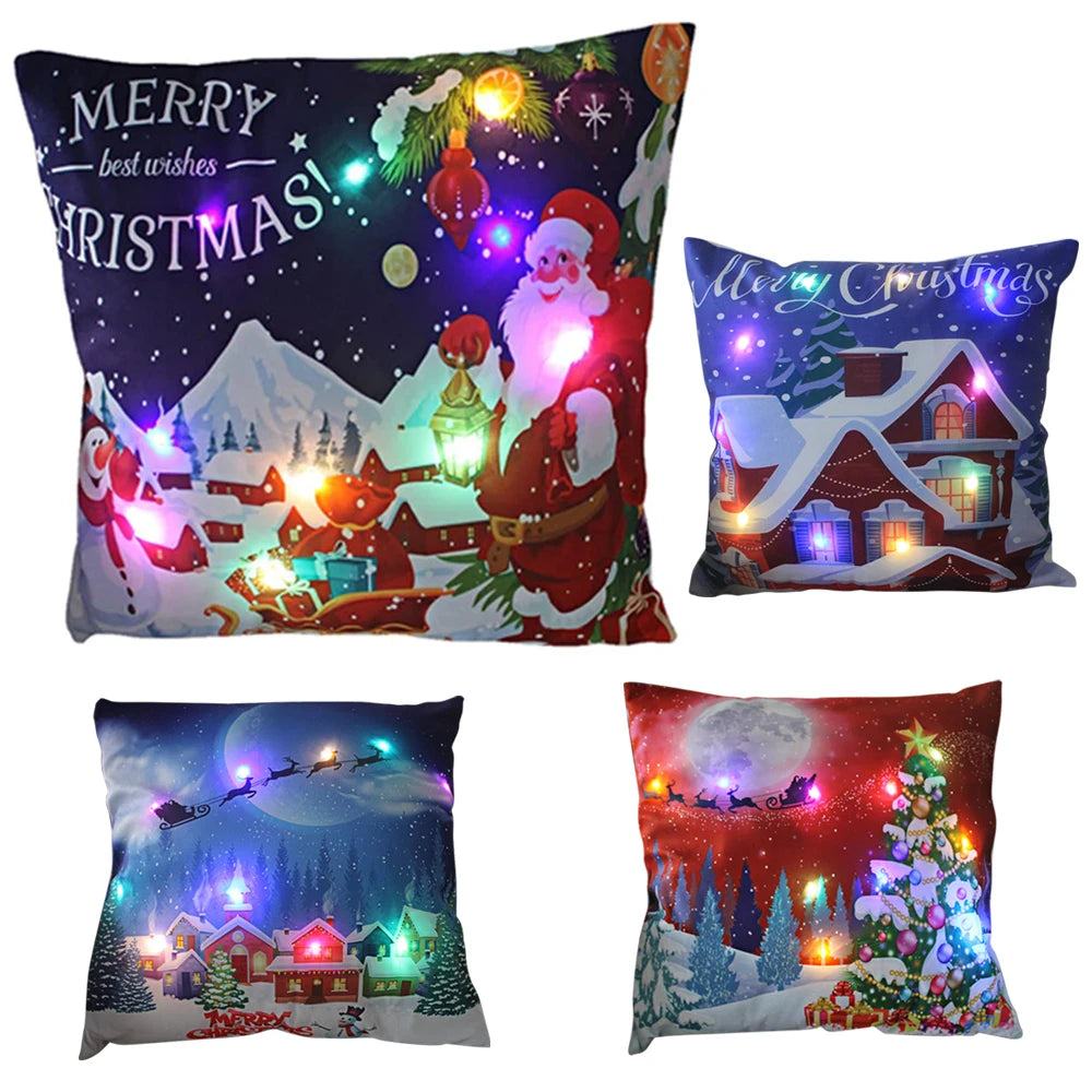 LED Glowing Christmas Pillow Covers