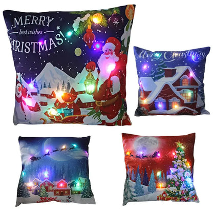 LED Glowing Christmas Pillow Covers SDJ-SET-Pillow-4 / United States