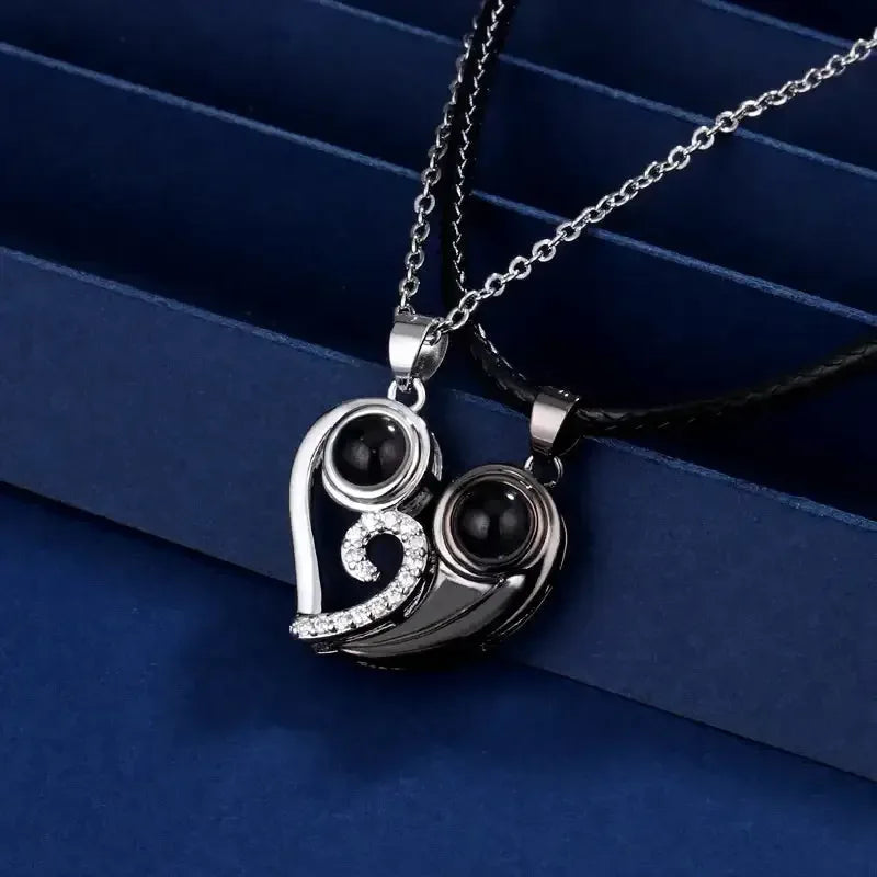 Heart Necklace Photo Personalized Picture Pendant Couple Men / s925 material / United States|45cm