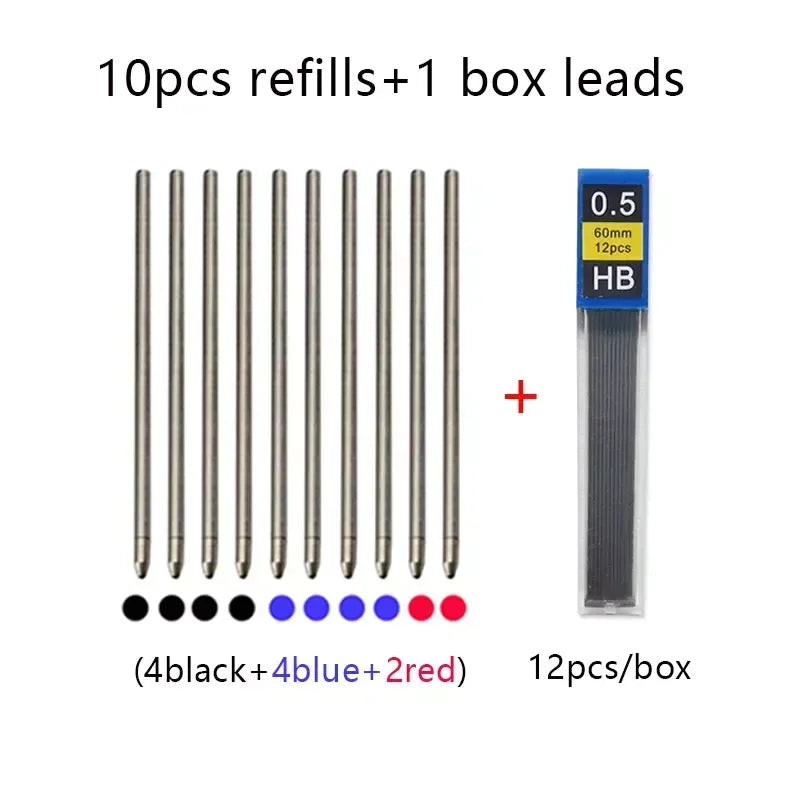 Metal Multicolor Pen 4 In 1 Gravity Sensor Ballpoint Pen Refills Set
