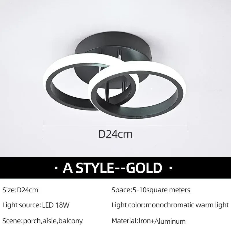 Modern LED Aisle Ceiling Lights B-Black / Cool white