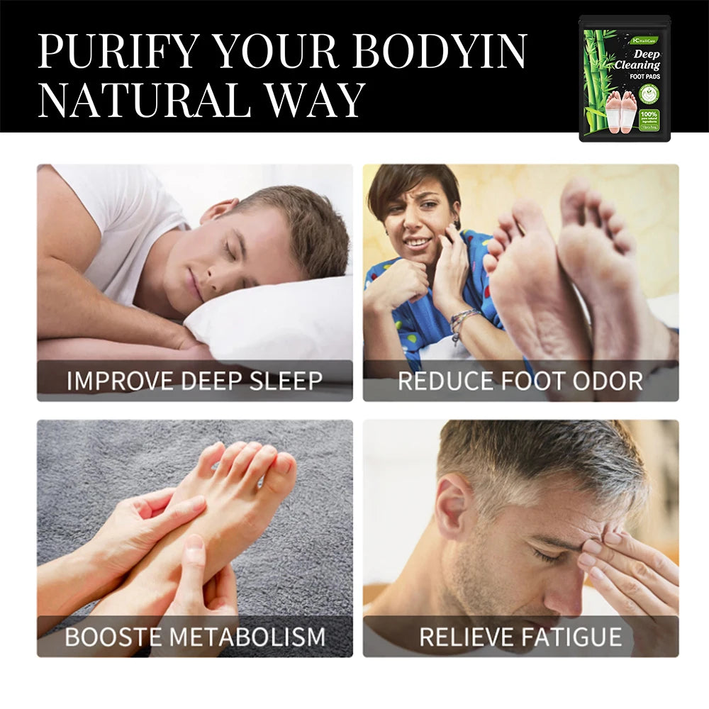 Foot Pads Detoxifying All-natural Bamboo Foot Detoxifying Deep Cleansing Improve Sleep Relaxation Relief Stress