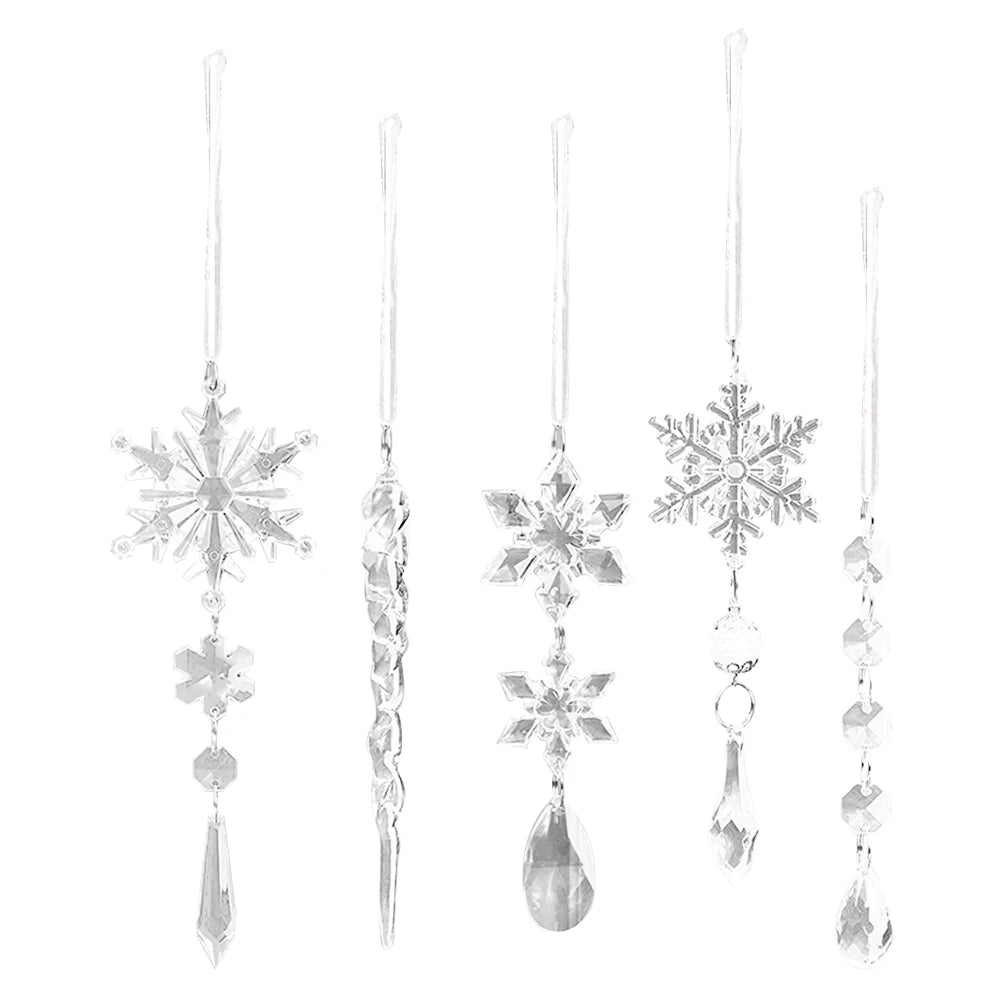 10Pcs Acrylic Crystal Snowflake & Icicle Ornaments