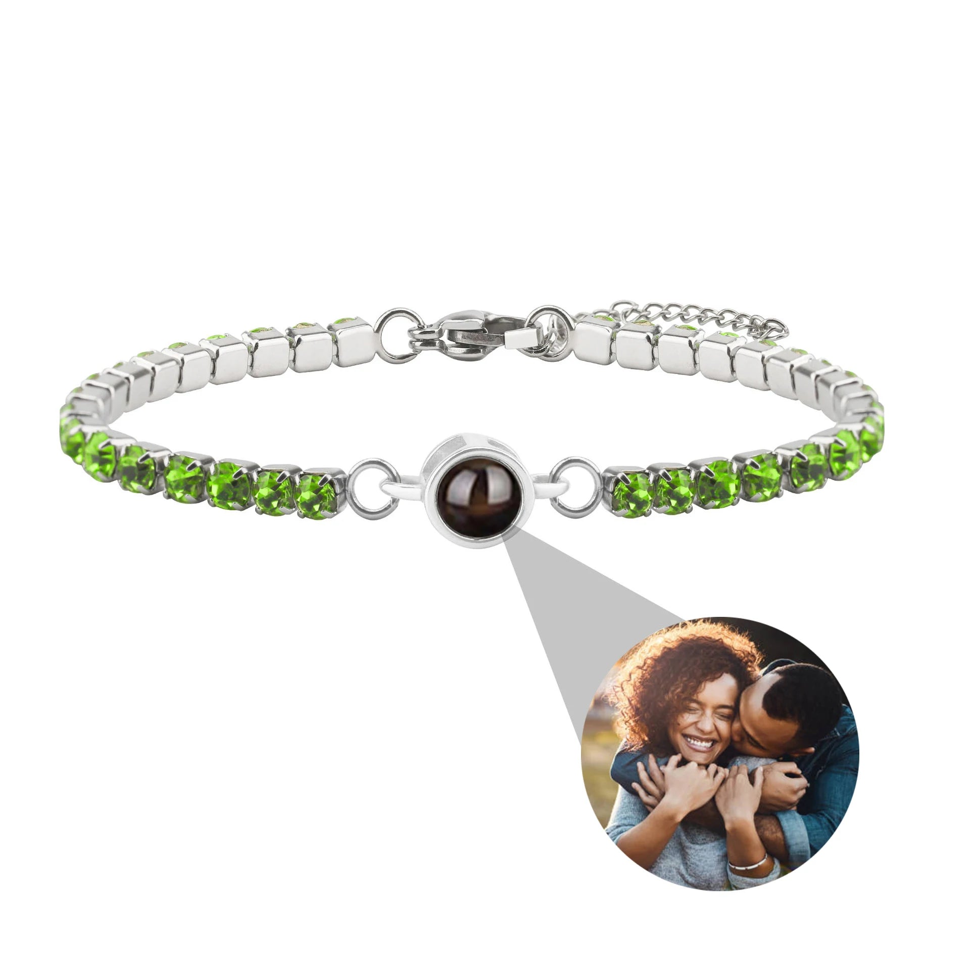 Custom Projection Photo Bracelet – personalized Zircon Chain Memory Jewelry for Women & Men
