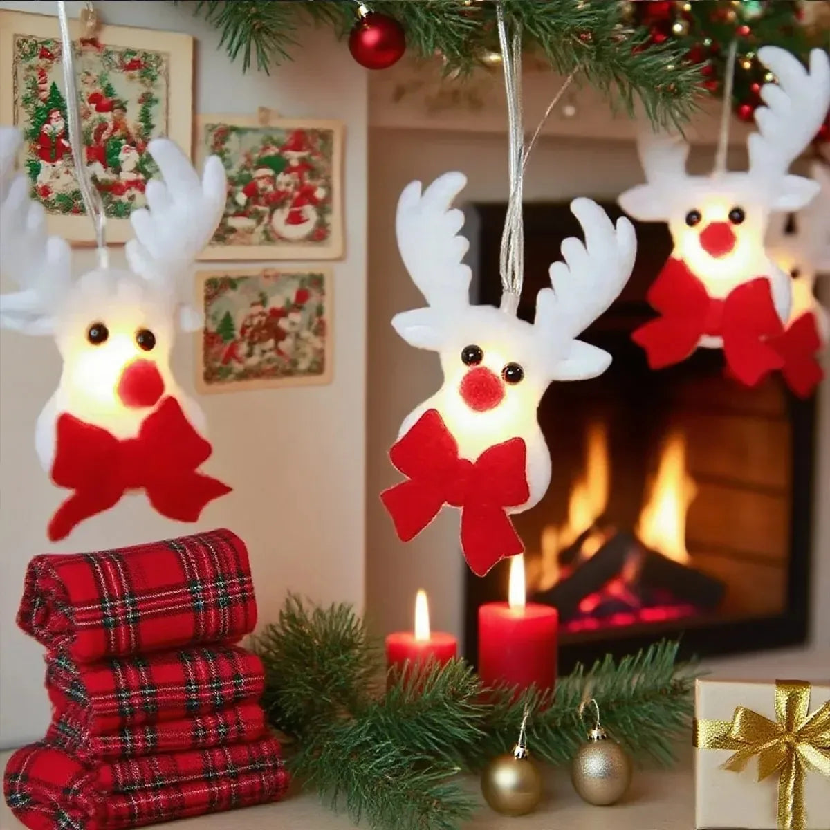Christmas Elk LED String Lights – Battery-Operated Reindeer Fairy Lights