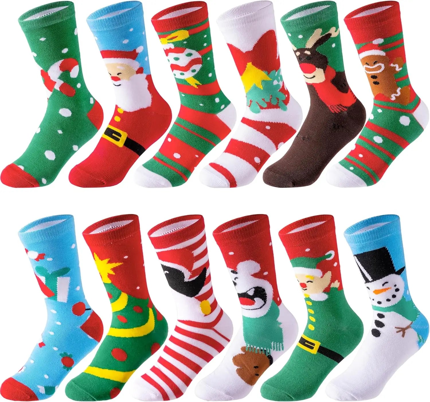 JOYFY 12 Pairs Christmas Crew Socks – Women’s Holiday Gift Set