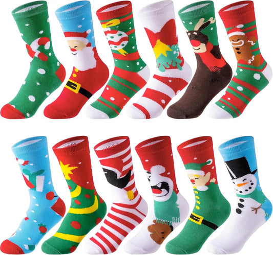 JOYFY 12 Pairs Christmas Crew Socks – Women’s Holiday Gift Set US 6-9 / United States / 12 Pairs