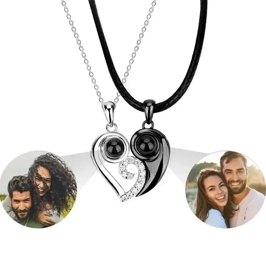 Heart Necklace Photo Personalized Picture Pendant Couple Men / s925 material / United States|45cm