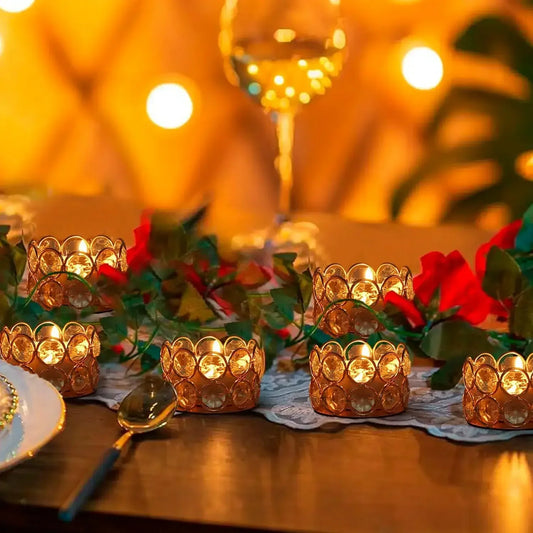 Gold Crystal Tea Light Candle Holders (48PCS) United States / Golden / 48pcs
