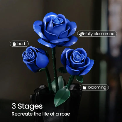 Blue Rose Bouquet Building Blocks Set 12PCS / United States