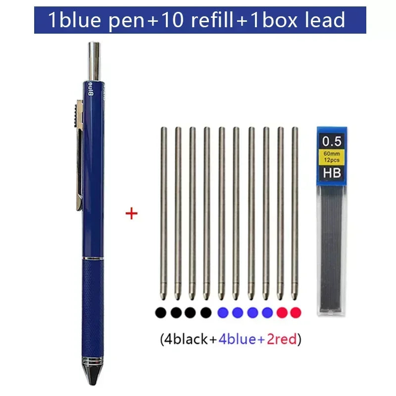 Metal Multicolor Pen 4 In 1 Gravity Sensor Ballpoint Pen Blue pen set