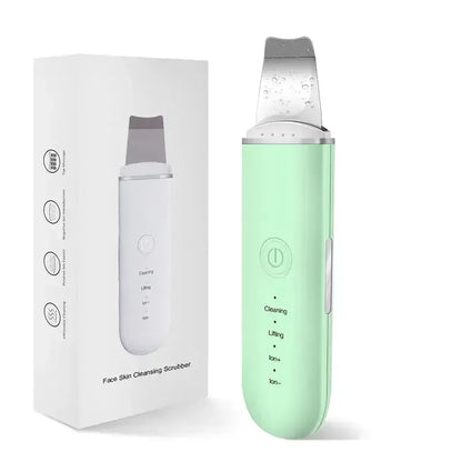 Ultrasonic Skin Scrubber and Facial Lifting skin care Green with box