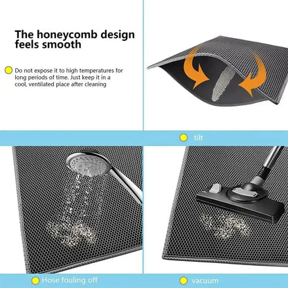 Cat Litter Mat Cat Litter Trapping Mat With Honeycomb Double Layer Washable Black / United States