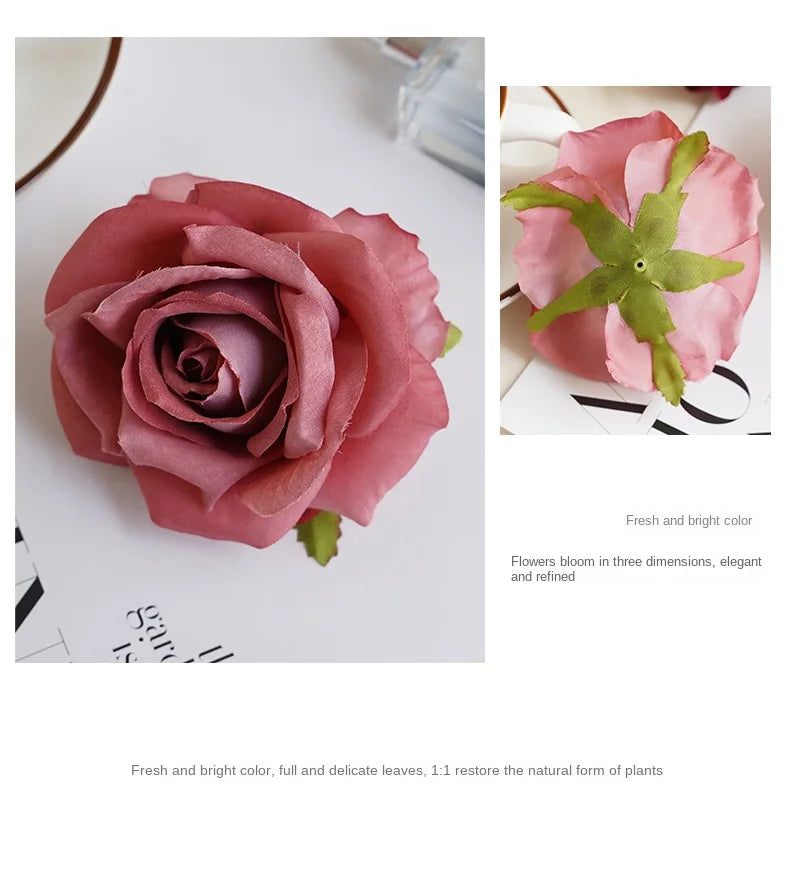 Artificial Silk Cloth Doer Rose Flower Head Wedding