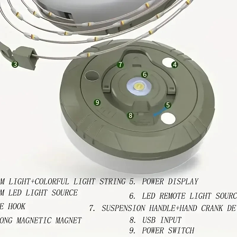 4-in-1 LED Camping Reel Light Warm and RGB / United States