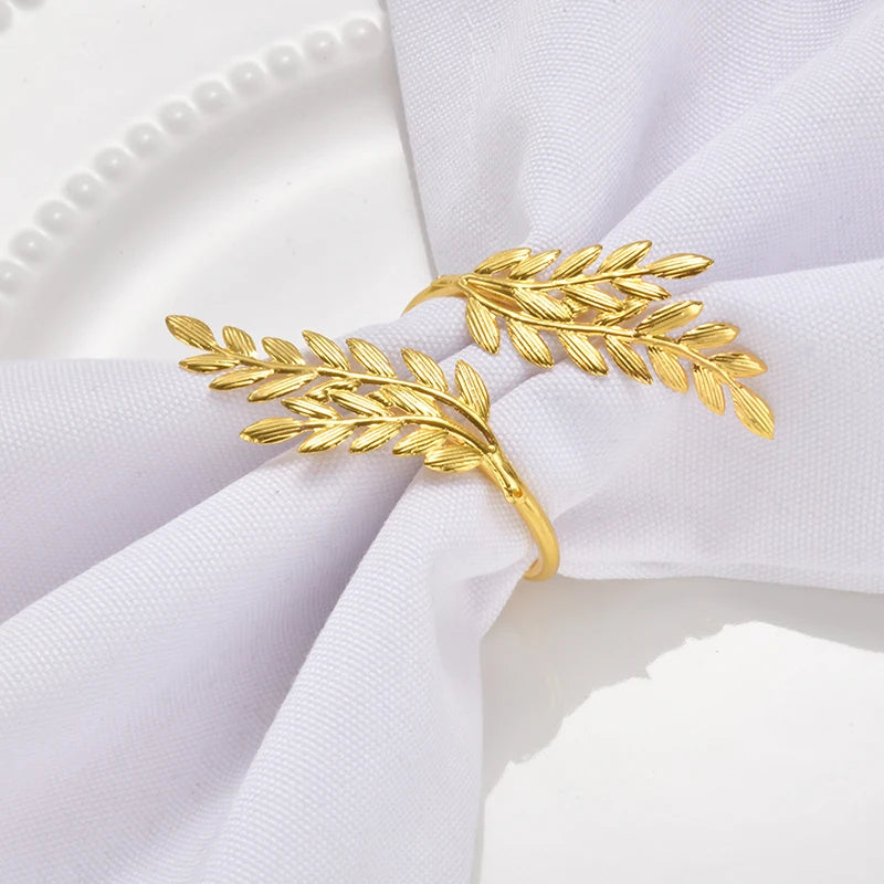 6Pcs Gold Wheat Napkin Rings Metal Leaf Napkin Holder For Harvest Festival Fall Christmas Thanksgiving Dinner Table Decoration United States